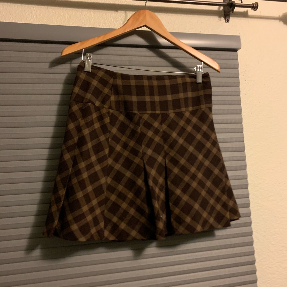 Express brown plaid wrap skirt sz 4
